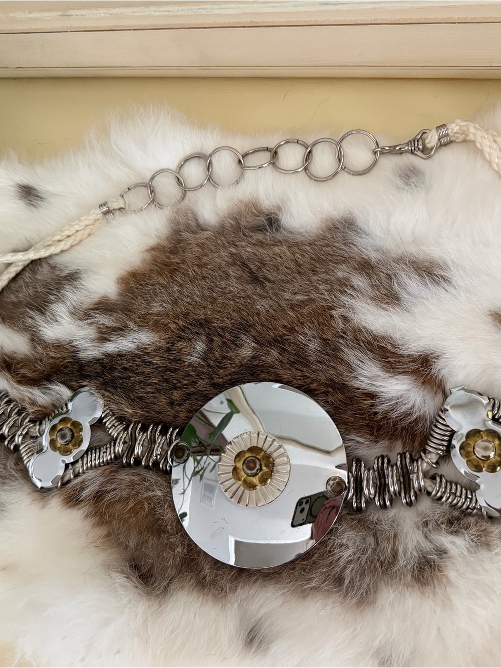 Statement Silver and Gold Floral Medallion Belt